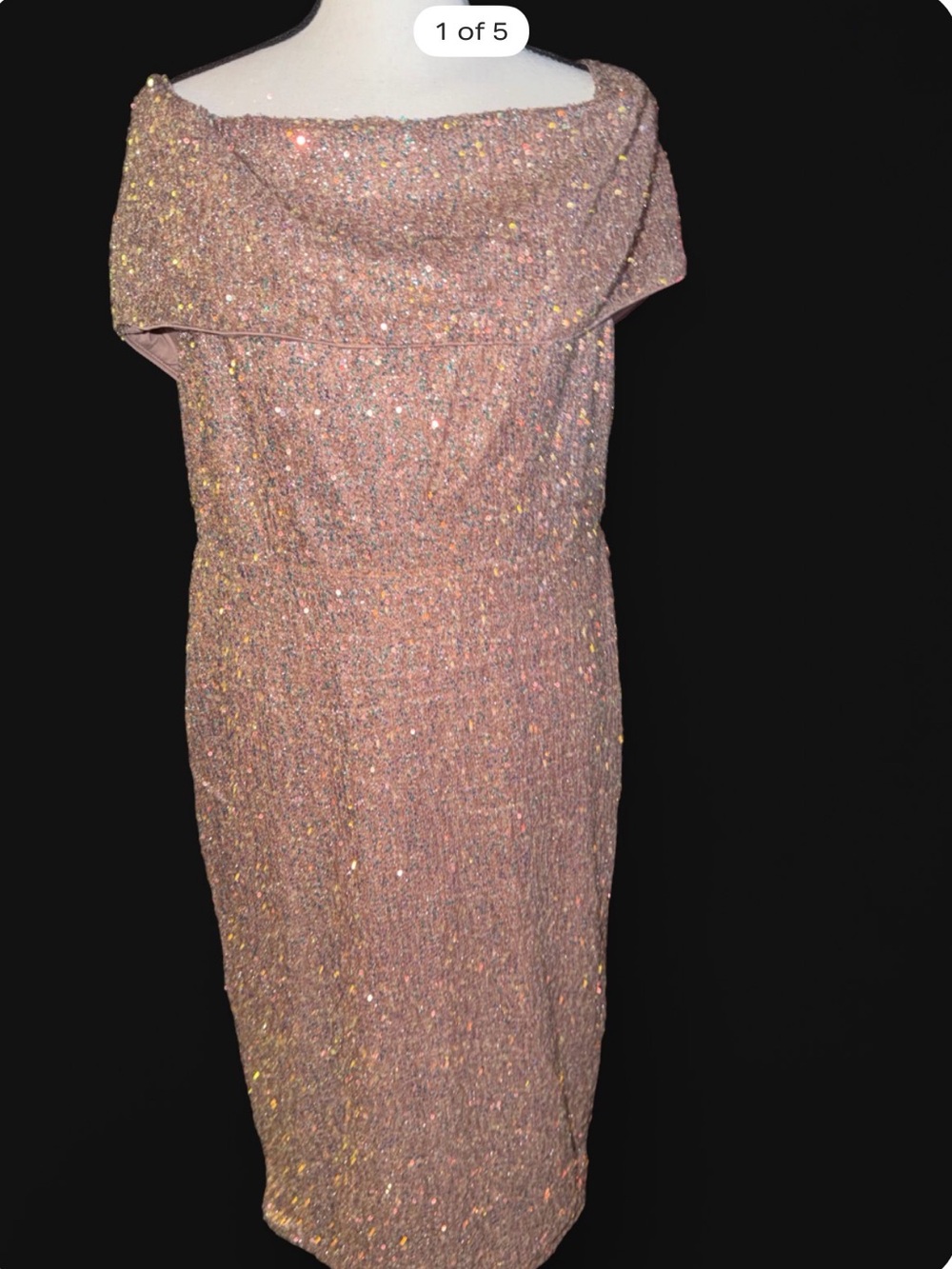 Sequin Off-Shoulder Pink Evening Dress